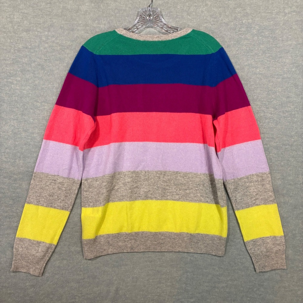 Charter Club Luxury Cashmere Rainbow Stripe Crewneck Sweater Brt Marine Cmb M